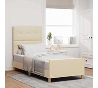 vidaXL Struttura del letto con testiera Crema 90 x 200 cm Tessuto