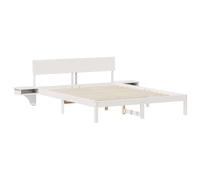 vidaXL Struttura del Letto con testiera Integrata e tavolini Laterali Bianchi, 160 x 200 cm, in Pino massello. Design Moderno Senza Bisogno di Rete a Molle, Facile da Pulire. Perfetto per la Camera