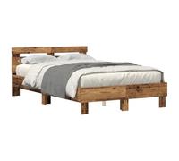 vidaXL Struttura del Letto con testiera Legno Vecchio 120 x 190 cm, Letto Moderno, Mobile da Camera Resistente, LED con USB, Design Chic e Stiloso, Uso Multiplo Rettangolare