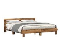 vidaXL Struttura del Letto con testiera Legno Vecchio 200 x 200 cm, Letto Moderno, Mobile da Camera Resistente, LED con USB, Design Chic e Stiloso, Uso Multiplo Rettangolare