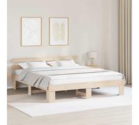 vidaXL Struttura Letto con Testiera 180X200 cm Legno Massello Pino Finitura Naturale Design Minimalista Nessun Boxspring Necessario Struttura Durevole e Robusta per Adulti Letto Matrimoniale in Leg