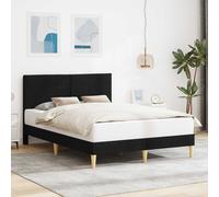 vidaXL Struttura del letto con testiera Nero 120 x 190 cm Tessuto, Letto moderno per camera da letto, design elegante rettangolare, arredamento chic, semplice da montare, soluzione di sonno stilosa,