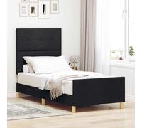 vidaXL Struttura del letto con testiera Nero 90 x 200 cm Tessuto