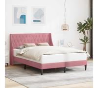 vidaXL Struttura del letto con testiera Rosa 140 x 200 cm Velluto, Letto elegante e moderno, finitura in velluto, resistente in multistrato, design rettangolare e comodo