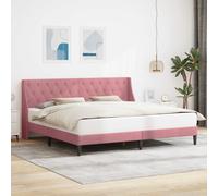 vidaXL Struttura del letto con testiera Rosa 180 x 200 cm Velluto, Struttura letto rettangolare moderna, finitura in velluto durata, mobili per camera confortevoli, design elegante, biancheria morbid