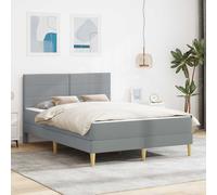 vidaXL Struttura del letto Grigio chiaro 140 x 190 cm Poliestere, Set up per camera da letto moderno, struttura letto resistente, supporto materasso in schiuma rettangolare, arredamento contemporaneo