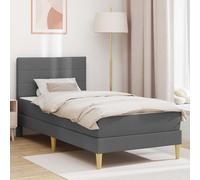 vidaXL Struttura del letto Grigio scuro 100 x 200 cm Poliestere, Set up per camera da letto moderno, struttura letto resistente, supporto materasso in schiuma rettangolare, arredamento contemporaneo