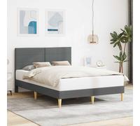 vidaXL Struttura del letto Grigio scuro 140 x 190 cm Tessuto, Letto moderno per camera da letto, design elegante rettangolare, arredamento chic, semplice da montare, soluzione di sonno stilosa, accen