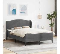 vidaXL Struttura del letto Grigio Scuro 140 x 190 cm Velluto, Letto Moderno, Design Rettangolare, Costruzione in Plywood, Testiera Rivestita, Mobili Minimalisti per la Camera