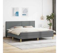 vidaXL Struttura del letto Grigio scuro 200 x 200 cm Poliestere, Set up per camera da letto moderno, struttura letto resistente, supporto materasso in schiuma rettangolare, arredamento contemporaneo