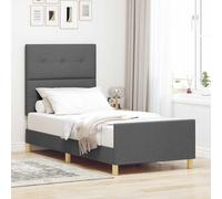 vidaXL Struttura del letto Grigio scuro 90 x 200 cm Tessuto