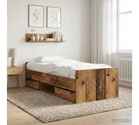 vidaXL Telaio del letto con storage Legno antico 80 x 200 cm, Letto elegante per camera, soluzione moderna per riporlo, design in legno, collezione minimalista contemporanea