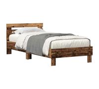 vidaXL Struttura del Letto Legno Vecchio 90 x 190 cm Legno Multistrato, Letto Moderno, Mobile da Camera Resistente, LED con USB, Design Chic e Stiloso, Uso Multiplo Rettangolare