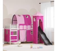 vidaXL Struttura del letto loft per bambini Bianco e Rosa Metallo