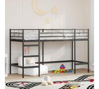 vidaXL Struttura del letto loft per bambini Nero 90 x 190 cm Acciaio