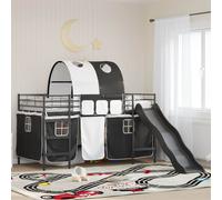 vidaXL Struttura del letto loft per bambini Nero 90 x 200 cm Metallo, Letto loft per bambini, rettangolare, design moderno, telaio durevole, area di gioco, ambiente avventuroso