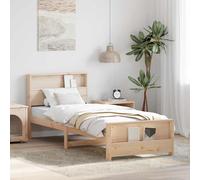 vidaXL Letto a piattaforma con contenitore, finitura naturale in legno di pino solido, 100 x 200 cm. Design salvaspazio, montaggio facile. Arredamento moderno per la camera da letto con costruzione