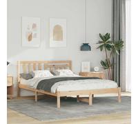 vidaXL Struttura Letto in Legno di Pino Massello Naturale 120 x 200 cm, Design Minimalista Contemporaneo, Testiera Sottile, Supporto Robusto, per Uso Interno, Facile da Montare, Senza Materasso
