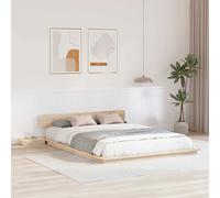 vidaXL Struttura Letto con Comodini Naturali 140 x 200cm in Legno Massello di Pino Design Integrato Mobili per Camera da Letto per Adulti Piattaforma Minimalista Contemporanea Durevole Moderna in Le