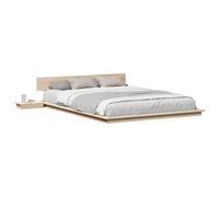 vidaXL Struttura Letto con Comodini Naturali 140 x 200cm in Legno Massello di Pino Design Integrato Mobili per Camera da Letto per Adulti Piattaforma Minimalista Contemporanea Durevole Moderna in Le