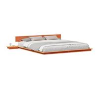 vidaXL Struttura Letto con tavoli Laterali Marrone Cerato 200X200Cm Legno massello di Pino Design Integrato Soluzione di stoccaggio mobili per Camera da Letto per Adulti in Stile Giapponese Zen sott