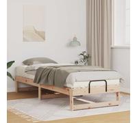vidaXL Struttura Letto a Piattaforma in Legno massello di Pino, 90 x 210 cm, Marrone, Bassa a Terra, con Maniglie fisse e Rete a doghe Metalliche. Facile da Montare, per Uso Interno e Semplice da pu