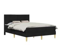 vidaXL Struttura del letto Nero 140 x 190 cm Poliestere, Set up per camera da letto moderno, struttura letto resistente, supporto materasso in schiuma rettangolare, arredamento contemporaneo elegante