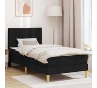 vidaXL Struttura del letto Nero 90 x 200 cm Poliestere, Set up per camera da letto moderno, struttura letto resistente, supporto materasso in schiuma rettangolare, arredamento contemporaneo elegante,