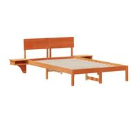 vidaXL Struttura del Letto Platform Marrone Cera 140 x 200 cm in Legno di Pino massello, con testiera Integrata e tavolini Moderni. Perfetta per l'uso in casa. Facile da Montare e da Pulire. Robusta