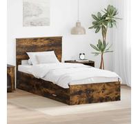 vidaXL Struttura del letto Rovere Affumicato e Argento 75 x 190 cm