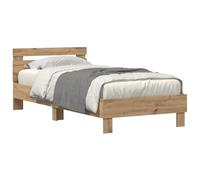 vidaXL Struttura del Letto Rovere Artigianale 100 x 200 cm, Letto Moderno, Mobile da Camera Resistente, LED con USB, Design Chic e Stiloso, Uso Multiplo Rettangolare