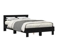 vidaXL Struttura del Letto Rovere Nero 120 x 190 cm Legno Multistrato, Letto Moderno, Mobile da Camera Resistente, LED con USB, Design Chic e Stiloso, Uso Multiplo Rettangolare