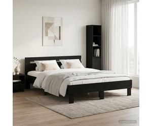 vidaXL Struttura del letto Rovere Nero 140 x 190 cm