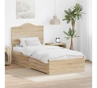 vidaXL Struttura del letto Rovere Sonoma 90 x 190 cm Legno multistrato