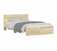 vidaXL Struttura del letto Sonoma 137 x 190 cm Legno multistrato, Mobili da letto moderni e resistenti, design elegante del letto e comoda testiera per la tua casa urbana