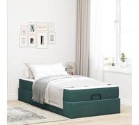 vidaXL Struttura del letto Verde scuro 80 x 200 cm Velluto, Letto moderno, struttura in velluto, con storage, materasso in schiuma, soluzioni decorative innovative