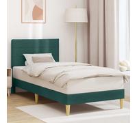 vidaXL Struttura del letto Verde Scuro 90 x 200 cm Tessuto, Struttura Letto Rectangolare Elegante, Soluzione Dormire Moderna, Stile Chic per la Camera, Design Sleek