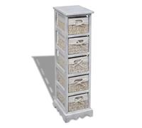 vidaXL Struttura in Legno con 5 Cestini Intrecciati Bianchi