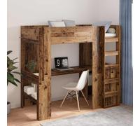 vidaXL Struttura letto a castello con scrivania Legno vecchio