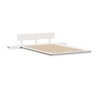 vidaXL Struttura Letto a Pavimento con Comodini Bianca 135x190cm Legno Massello Design Integrato Soluzione di Stoccaggio Mobili per Camera da Letto Adulti Piattaforma Stile Giapponese Moderni Comodin