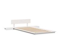 vidaXL Struttura Letto a Pavimento con tavolini da Comodino Bianco 90X190Cm Legno Massello Design Integrato Soluzione di Stoccaggio Mobili per Camera da Letto per Adulti Letto a Piattaforma Stile Gi