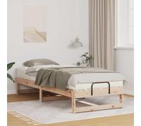 vidaXL Struttura Letto a Piattaforma in Legno massello di Pino, 90 x 210 cm, Marrone, Bassa a Terra, con Maniglie fisse e Rete a doghe Metalliche. Facile da Montare, per Uso Interno e Semplice da pu