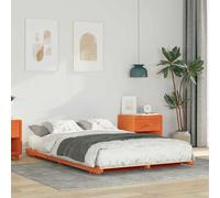 vidaXL Struttura Letti vitaXL in Legno di Pino massello, Marrone Cerato, 140 x 190 cm, Stile japandi. Basso Profilo, Montaggio Facile, mobili per Camera da Letto stabili e durevoli, Finitura Opaca. R