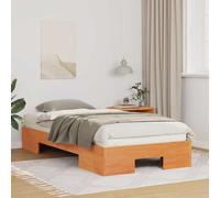 vidaXL Letto marrone cera 100 x 200 cm in legno massello di pino, finitura morbida, stile moderno, forma rettangolare, ideale per interni, con stoccaggio, compatibile con vari materassi, senza bisogno