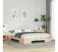vidaXL Struttura letto a terra Marrone Legno di pino massello
