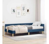 vidaXL Struttura Letto Angolare con Materasso 2 pcs Blu Tessuto