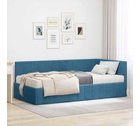 vidaXL Struttura Letto Angolare con Materasso 2 pcs Blu Velluto