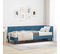 vidaXL Struttura Letto Angolare con Materasso 2 pcs Blu Velluto