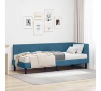 vidaXL Struttura Letto Angolare con Materasso 2 pcs Blu Velluto