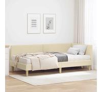 vidaXL Struttura Letto Angolare con Materasso 2 pcs Crema Tessuto